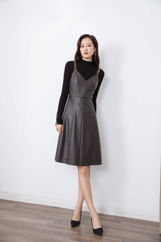 Leather Slip Dress - SHIMENG