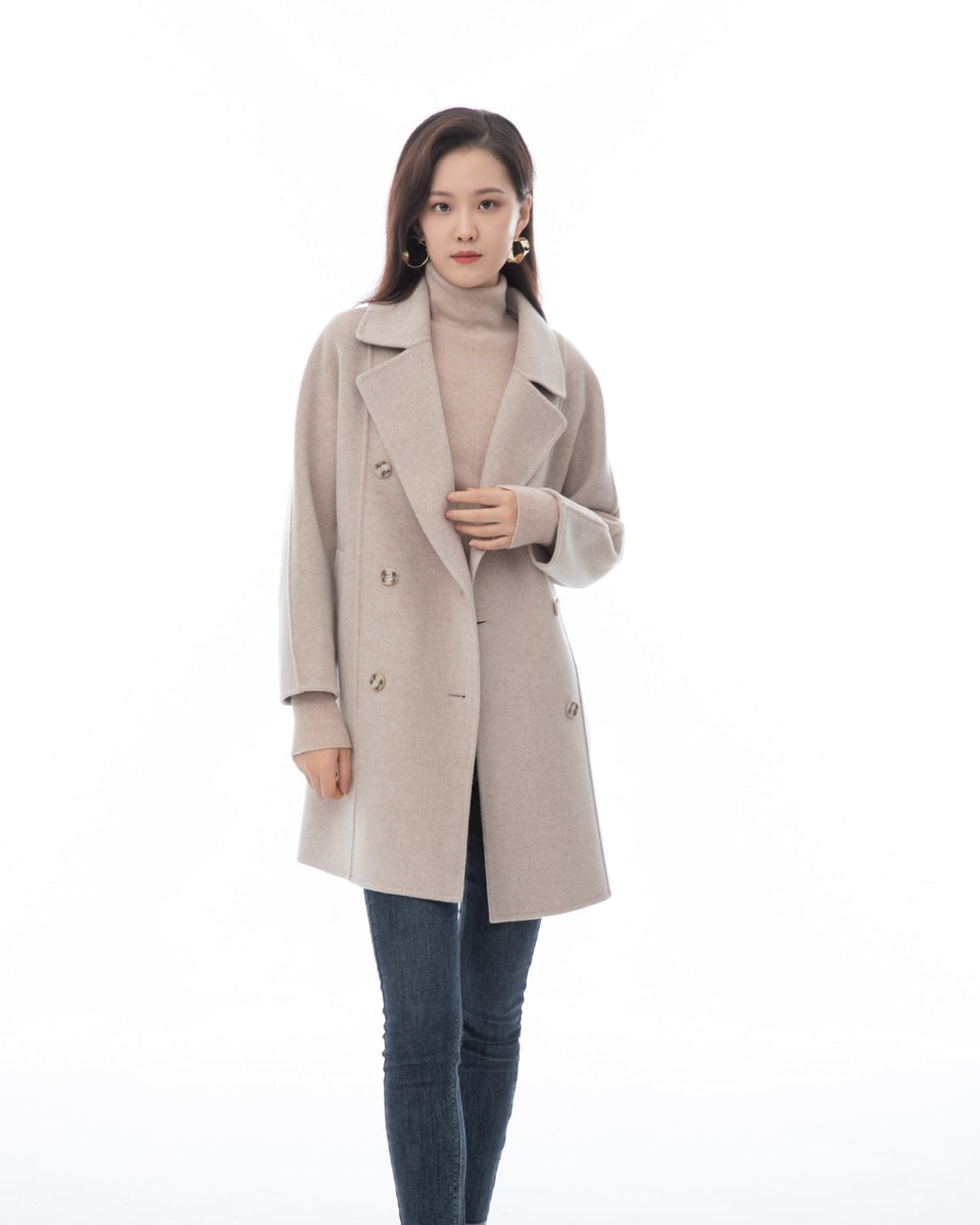 Morganite Wool Short Trench Coat SHIMENG