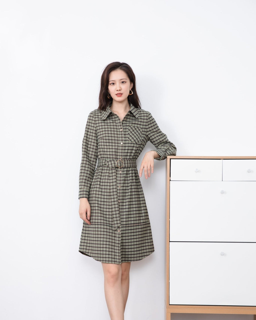 Vichy Check Shirt Dress - SHIMENG