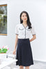 White Contrast Color Short Sleeve Shirt - SHIMENG