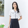 White Contrast Color Short Sleeve Shirt - SHIMENG